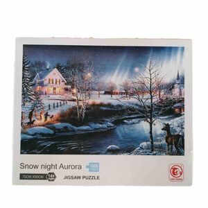Snow Night Aurora 1000 Piece Jigsaw Puzzle She Shed, Snow Scene, Deer, Pond